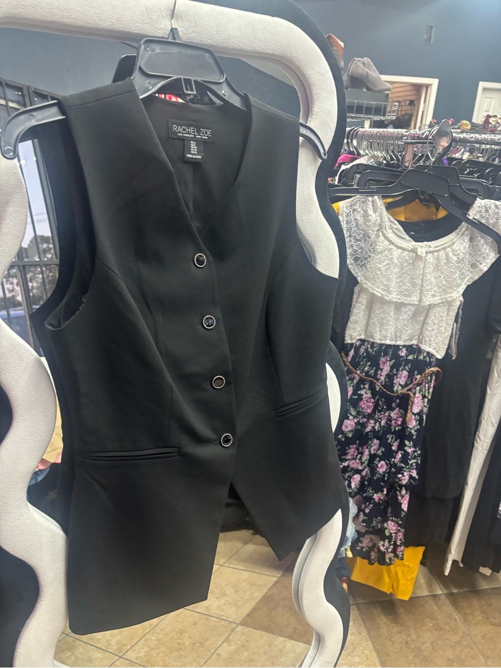Rachel Zoe Black Tailored Button-Front Vest